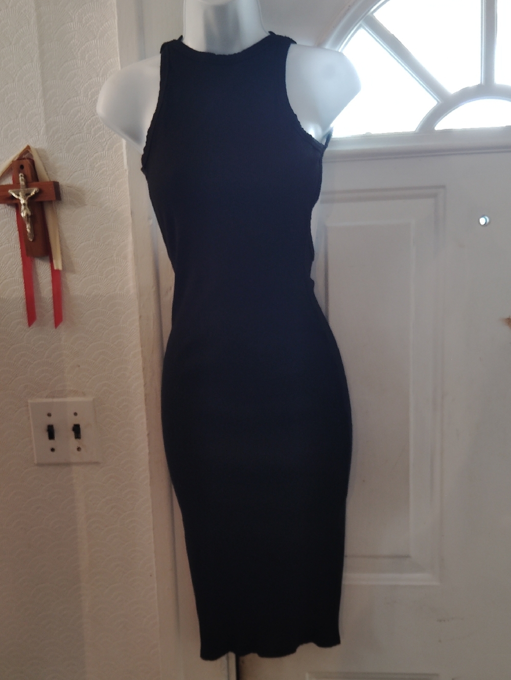 Better Be Black Sleeveless Midi Bodycon Dress